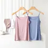 Camisola modal de verano para mujer, ajustada, de color liso, con base exterior, sin mangas, fina