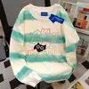 Camiseta de Algodón Puro Tie-Dye Estilo Urbano Creativo Cuello Redondo Manga Larga Diseño de Otoño para Mujer Top Casual Perezoso