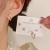 Conjunto de Pendientes de Tres Piezas de Moda Exquisita Coreana y Japonesa Versátil Súper Brillantes con Estrellas Completamente Incrustadas de Diamantes para Mujeres Viaje Diario Pendientes Simples Venta al por Mayor