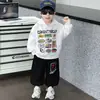 Conjunto de Sudadera con Capucha para Niños de Primavera y Otoño, Conjunto Deportivo Elegante de Dos Piezas Estilo Coreano para Niños, Ropa Casual para Niños Pequeños