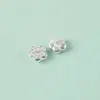 Prata Esterlina S925 Ouro 18K Flor Vazada Contas Espaçadoras DIY Pulseira de Corda Artesanal Colar Pulseira Acessórios de Joias com Contas