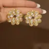 Pendientes de flor roja de moda y exquisitos Pendientes de botón para mujer Estilo étnico moderno Temperamento Socialité Sentido de alta gama Pendientes de nicho Pendientes de botón