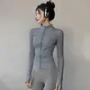 Roupa de Yoga, Top Esportivo de Corrida com Zíper, Gola Alta e Manga Longa para Fitness, Jaqueta Hot Girl, Jaqueta Esportiva Feminina com Cintura Marcada
