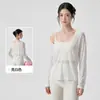 Cubierta de Yoga Grande Abierta con Cuello en V Profundo para Mujer, Ligera y Transpirable, Camiseta Reversible de Manga Larga, Top Deportivo para Pilates