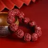 Pulsera de Cuentas Redondas de Pixiu de Cinabrio Crudo con Alto Contenido de Oro Púrpura Arena Roja Imperial, Venta Directa de Fábrica y Dropshipping