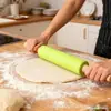 Rolo de Massa Sólido Tipo Madeira Silicone Pele de Massa de Farinha Wonton Rolo de Massa de Cabeça Dupla Pele de Pastel Pressionador de Pizza para Assar