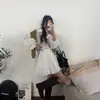 Chic Coreano Nuevo Estilo Diseño Francés Elegante Moda Manga Larga Bordada Jacquard Conjunto de Camisa + Falda para Mujer