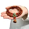 Pulsera de madera de durazno envejecida natural con forma de capullo de loto, doble vuelta, para hombres y mujeres, pulsera de cuentas de oración con mantra de seis caracteres de madera, juguete cultural de doble vuelta