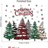 Adesivos de Parede Xadrez Buffalo Vermelho e Preto e Branco Pinheiro Floco de Neve Festa de Natal Feliz Adesivos Decorativos Autoadesivos