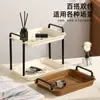 Estante de almacenamiento de doble capa para escritorio, estante de almacenamiento para entrada de sala de estar y cocina, acero al carbono engrosado, imitación de veta de madera, blanco leche, transfronterizo