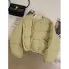 Jaqueta Acolchoada de Algodão Grossa para Mulheres, Estilo Curto de Inverno, Estilo Coreano, Gola Redonda, Quente, Petite, Fashion, Versátil, Versão Coreana