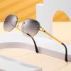 Gafas de sol sin marco, recién llegadas en 2021, de estilo europeo y americano, con diseño de vanguardia poligonal, color marino, para fotografía urbana.