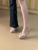 Primer Encuentro con los Zapatos de Tacón Alto Impermeables de Plataforma Estilo Francés con Suela Roja para Mujer, Nuevo Modelo 2026, Elegantes y Cómodos, con Lazo y Tacones Finos
