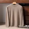 Nuevo Suéter de Cachemira de Color Sólido para Hombre Otoño/Invierno 2026 Suéter de Punto Casual con Cuello de Cuello Alto Doble Capa Camisa Base