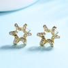 Brincos de girassol cravejados de diamantes moda feminina zircônia micro-cravada brincos de coração para meninas brincos de flor pequena vazada estilo coreano cobre