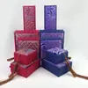 Caixa de Joias Retrô com Franjas, Caixa de Brocado com Padrão de Ondas, Para Brincos, Anéis, Pulseiras, Colares, Caixas de Embalagem para Presente de Joias