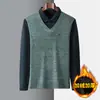 Camisa Polo Gruesa con Forro de Polar para Hombres de Mediana Edad y Mayores, Casual, Cálida, Estilo Papá, Falso Dos Piezas, Suéter Superior, Hombre, Transfronterizo