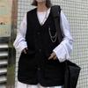 Chaleco de Trabajo Primavera y Otoño Estilo Coreano Ins Harajuku Estilo Hong Kong Retro Top sin Mangas Chaleco Holgado Chaleco Chaqueta Tendencia