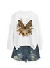 Amazon Wish sitio independiente moda casual elegante mujer estampado leopardo mariposa floral otoño e invierno sudadera comercio exterior transfronterizo
