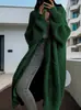Suéter Nuevo Transfronterizo Europeo y Americano Color Sólido Tejido Casual Cardigan de Manga Larga Chaqueta de Bolsillo Holgada de Longitud Media Transfronteriza para Mujer
