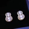 Accesorios DIY Aretes de perlas de plata esterlina S925 soporte vacío accesorios calabaza aretes de doble cuenta soporte de plata