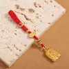 Cordón Dorado Arena Estilo Chino para Teléfono Móvil Cadena Metálica Delicada Colgante Pequeño Colgante de Llavero de Coche Antiguo para Hombres y Mujeres