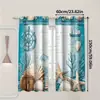 Cortinas Criativas de Verão Transfronteiriças com Estampa de Linhas do Mar, Conchas e Corais para Decoração de Ambiente de Sala de Estar e Quarto