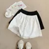 Pantalones casuales de pierna ancha, rectos, adelgazantes, sueltos y finos, con cintura elástica blanca y dobladillo de encaje para mujer