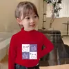 Y2166# camiseta de manga larga de terciopelo para niños y niñas primavera y otoño nueva camiseta básica Joker para bebé moda T