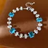Pulsera cuadrada de circonita cúbica, estilo coreano, delicada, un diseño versátil y único, que irradia un toque de lujo discreto y sofisticación