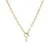 Corrente de Colar com Clasp Ot de 26 Diamantes Brilhantes em Formato de Letra, Venda Quente Transfronteiriça, Colar Simples e Elegante, Dropshipping