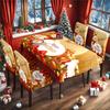 2025 Amazon Temu Más Vendido Dropshipping Rojo Dorado Papá Noel Mantel Impresión Digital Cubierta de Silla Navideña