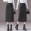 Falda Retro Simple de Rayas Diagonales Línea A para Mujer, Nueva Moda Otoñal Juvenil de Cintura Alta Adelgazante de Longitud Media