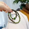 Pulsera de Múltiples Vueltas para Mujer con Cuentas Redondas de Jaspe de Jade Hetian Natural y Madera de Águila, Estilo Chino, Versátil y de Lujo Ligero