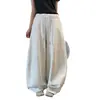 Nuevos pantalones de otoño de cintura alta y pierna ancha, holgados y adelgazantes, casuales y versátiles, pantalones deportivos curvos con cordón de empalme