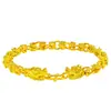 Joias da moda europeia banhadas a ouro, latão banhado a ouro 24k, vintage, dominador, pulseira masculina de flor de linha torneira, feita à mão