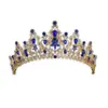 Elegante Tiara de Noiva com Cristal Azul Estilo Barroco Coroa de Liga de Ouro com Strass Perfeita para Casamentos Concursos Sessões de Fotos e Ocasiões Especiais Deslumbrante Design Dourado e Azul