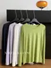 Camiseta de Manga Larga de Color Sólido Lyocell Primavera/Verano 2026 para Mujer, Camiseta Básica Versátil Casual de Color Sólido con Protección Solar 2805