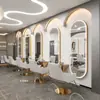 Espejo Trendy de un Solo Lado con Luz LED para Salones de Peluquería, Popular en Salones de Peluqueros Famosos en Internet, Adecuado para Áreas de Corte, Permanente y Tinte