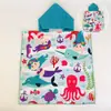 Directo de fábrica: toalla de baño con capucha para niños, microfibra ultrafina, estampado por transferencia térmica, bata de baño de dibujos animados, toalla de playa absorbente y de secado rápido, poncho