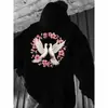 Sudadera con Capucha Exportación Transfronteriza Estampado Doble Flor Paloma Blanca Amazon Wish Una Pieza Al Por Mayor Temu