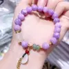 Pulseras de Cristal de Jade Fresco de Verano al por Mayor para Mujeres, Pulseras de Jade Verde Perla y Morado Fresa, Joyería Sencilla Hecha a Mano con Cuentas