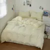 Novo Conjunto de Roupa de Cama de Quatro Peças Cor Sólida Cinza Escuro, Amigável à Pele, Escovado, Lençol Simples, Capa de Edredom, Roupa de Cama Dupla para Casa, Pode ser Enviado por Dropshipping