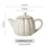 Tetera de Cerámica Personalizada, Juego de Té de Halloween con Forma de Calabaza, Cafetera y Taza Sencillas de Color Sólido Esmaltadas en Horno con Relieve