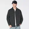 Camisa de Seersucker Rayada Estilo Japonés para Hombre, Nuevo Diseño de Primavera con un Estilo Vintage Relajado, Camisa de Manga Larga con Hombros Normales, Moderna