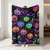 Manta de Franela de Fantasma y Murciélago de Halloween Decoración para Fiesta Festiva Transfronteriza Manta Suave Agradable a la Piel Manta para Siesta en el Sofá
