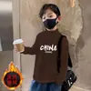 Y2328 # Camiseta Básica de Cuello Alto para Niños Manga Larga Otoño e Invierno 2025 Nuevo Estilo Top Térmico de Terciopelo por Ambos Lados