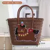 2026 Ano do Cavalo Bolsa Tecida à Mão Lembrança de Casamento Presente Azul Versátil Bolsa para o Dia a Dia Bolsa Tecida de Plástico Feminina