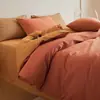 Juego de cuatro piezas de satén de algodón cepillado bicolor, juego de ropa de cama para el hogar de algodón puro engrosado con sábana plana, funda de edredón, sábana bajera y juego de tres piezas para cama de dormitorio