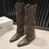 Botas altas de tubo con tachuelas vintage, Botas de mujer estilo francés, Botas de cowboy western versátiles, Botas de caballero, Botas largas para mujeres menudas